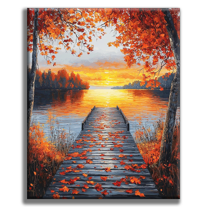 Leaves and Sunset - Painting by Numbers