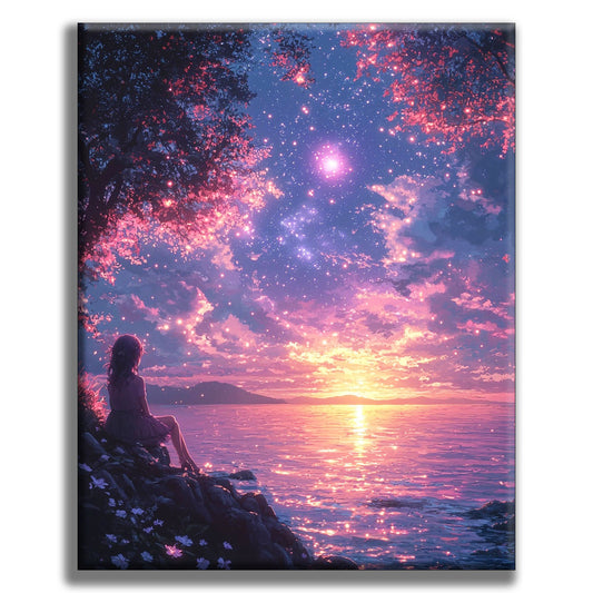 The Cosmos over the Lake - Painting by Numbers