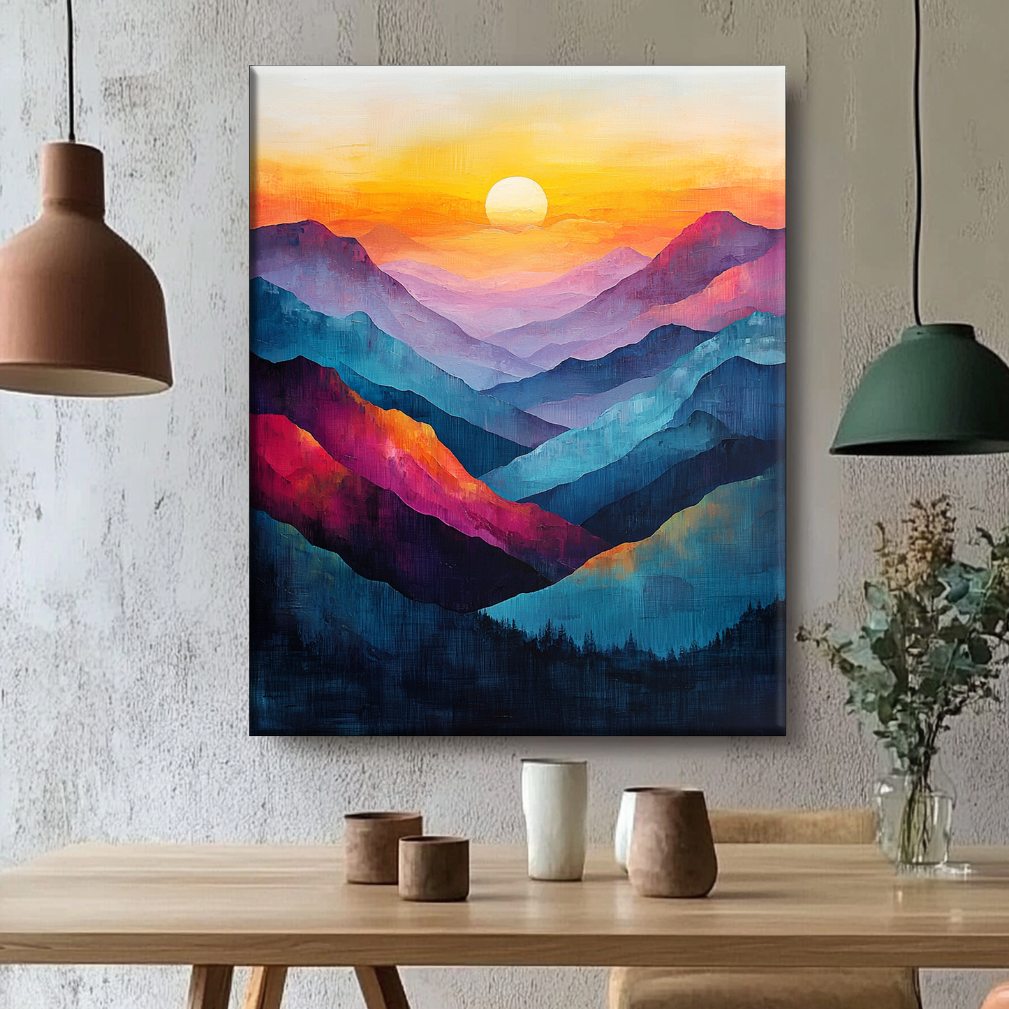 Geometric Mountain Landscape - Painting by Numbers