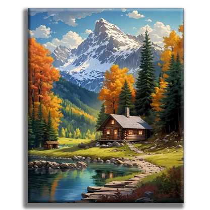 Autumn Hut - Painting by Numbers