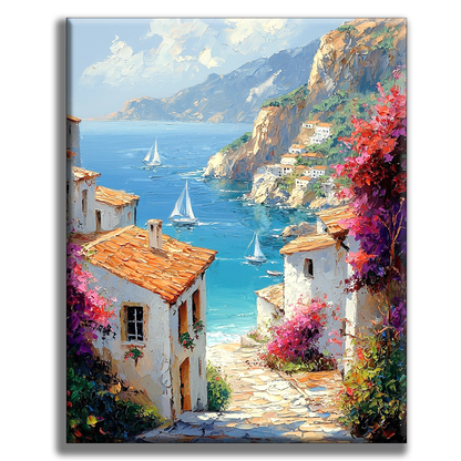 Mediterranean Bay in Sunshine - Painting by Numbers