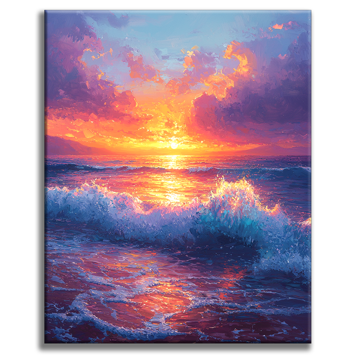 Sea Waves at Sunset - Painting by Numbers