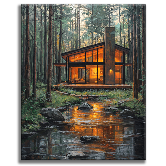 Modern Forest Cabin - Painting by Numbers