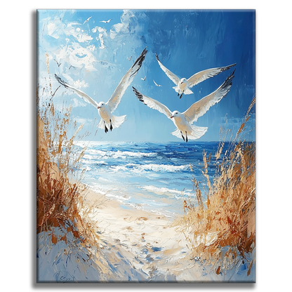 Seagulls over the Coast - Painting by Numbers