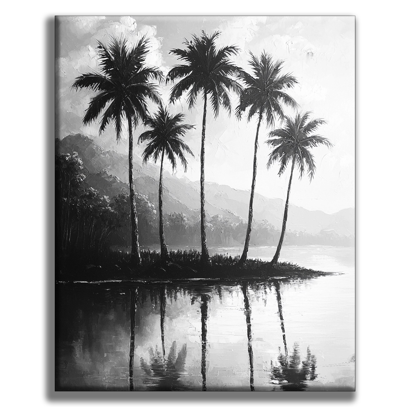 Palm trees on a calm lake - Painting by numbers