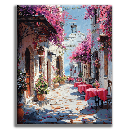 Romantic Cafe Landscape - Painting by Numbers