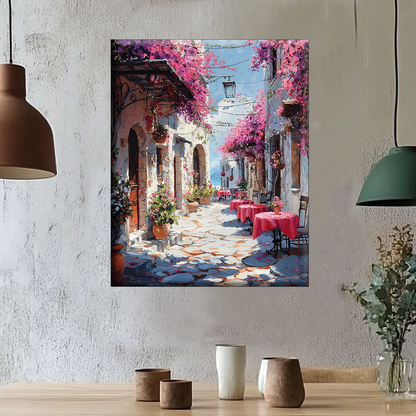 Romantic Cafe Landscape - Painting by Numbers