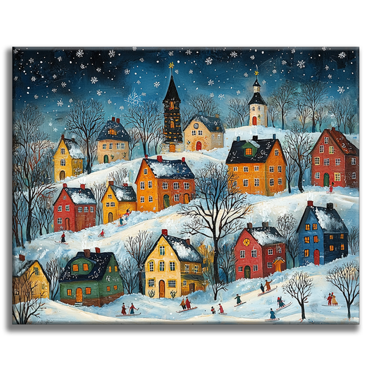 Snow Village Fairy Tale - Painting by Numbers