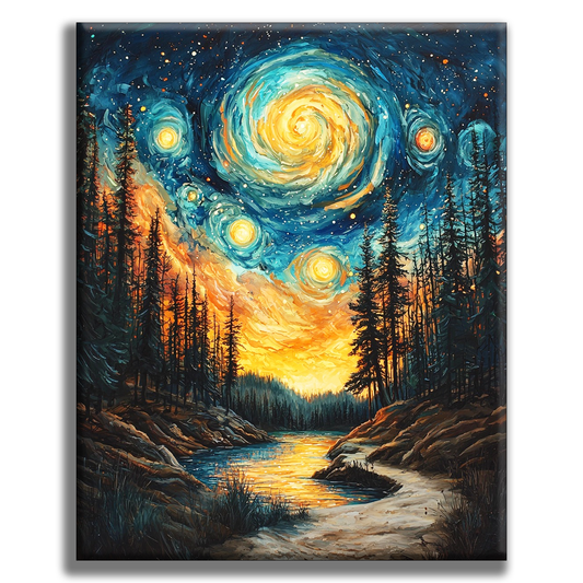 Starry Sky River Magic - Painting by Numbers