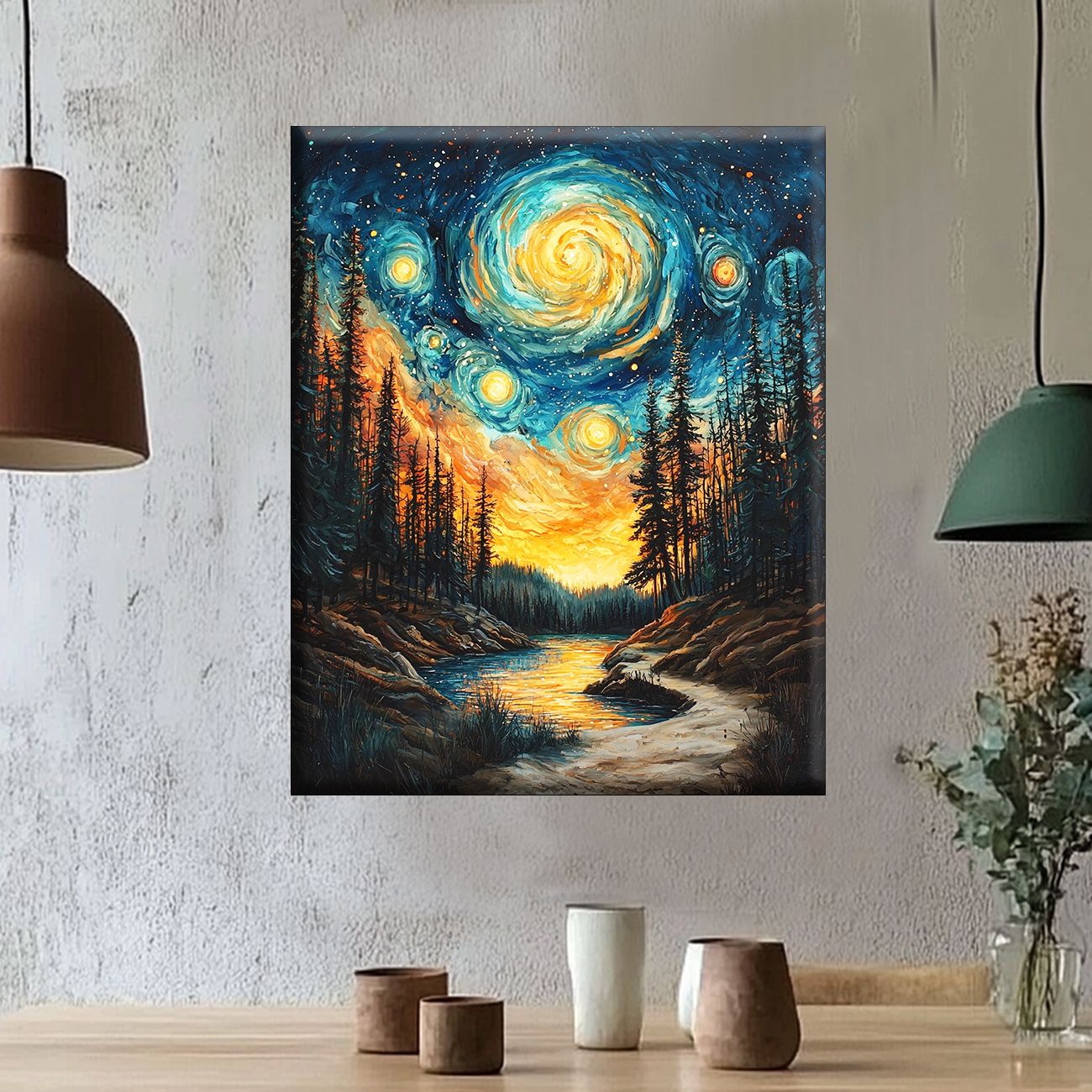 Starry Sky River Magic - Painting by Numbers