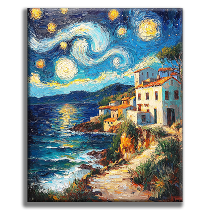 Starry Night Village - Painting by Numbers