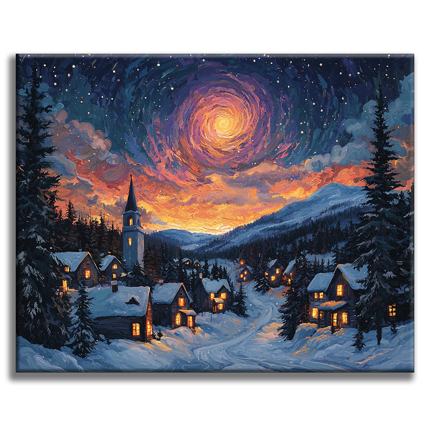 Starry Night Village - Painting by Numbers