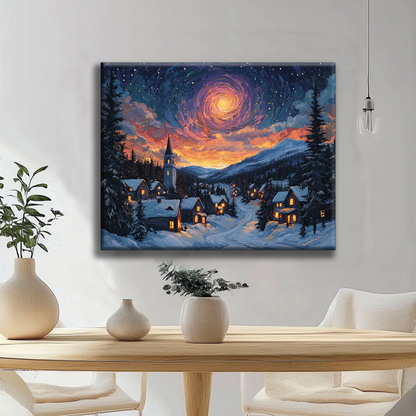 Starry Night Village - Painting by Numbers