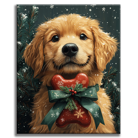 Christmas Puppy - Paint by Numbers