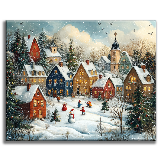 Winter Village Magic - Painting by Numbers