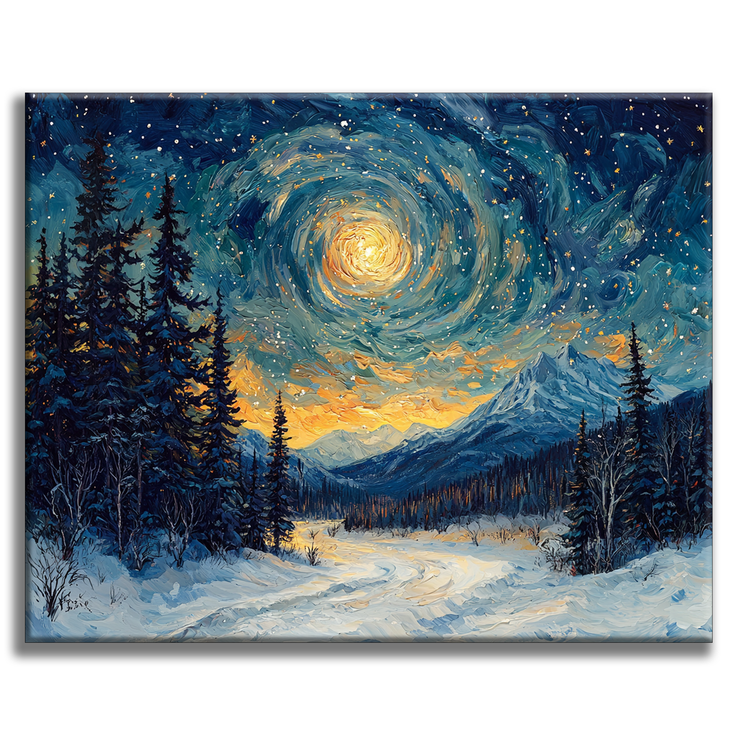 Winter Starry Night - Painting by Numbers