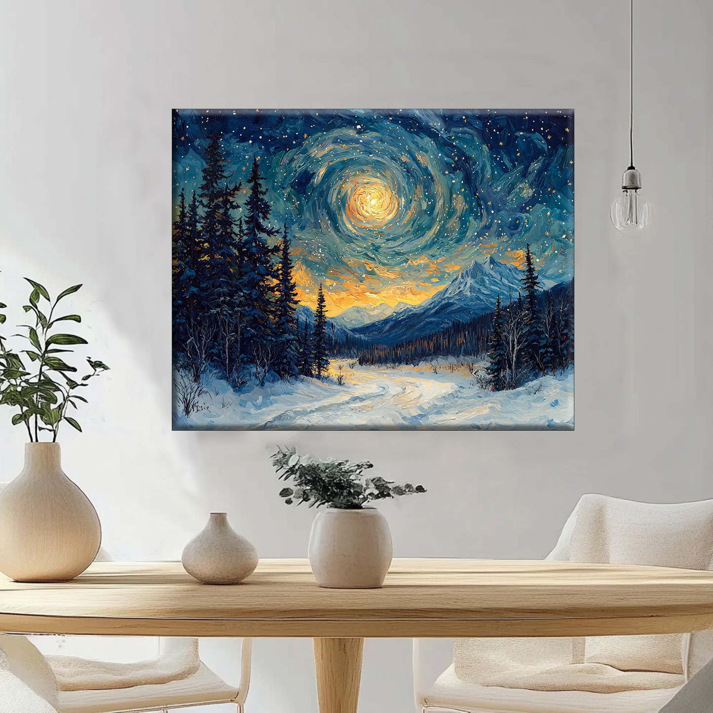 Winter Starry Night - Painting by Numbers